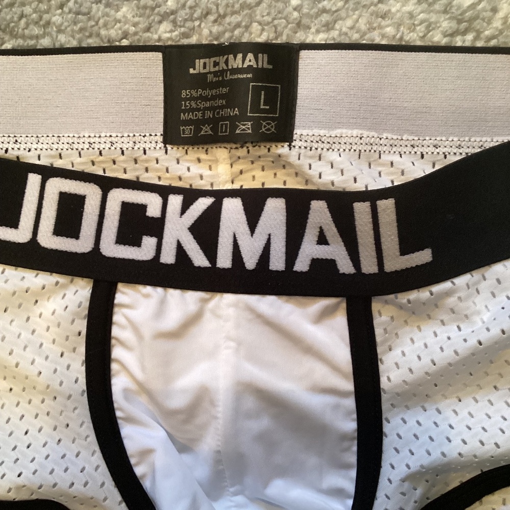 Jockmail, white trunk, mesh and silky material - Picture 4 of 5
